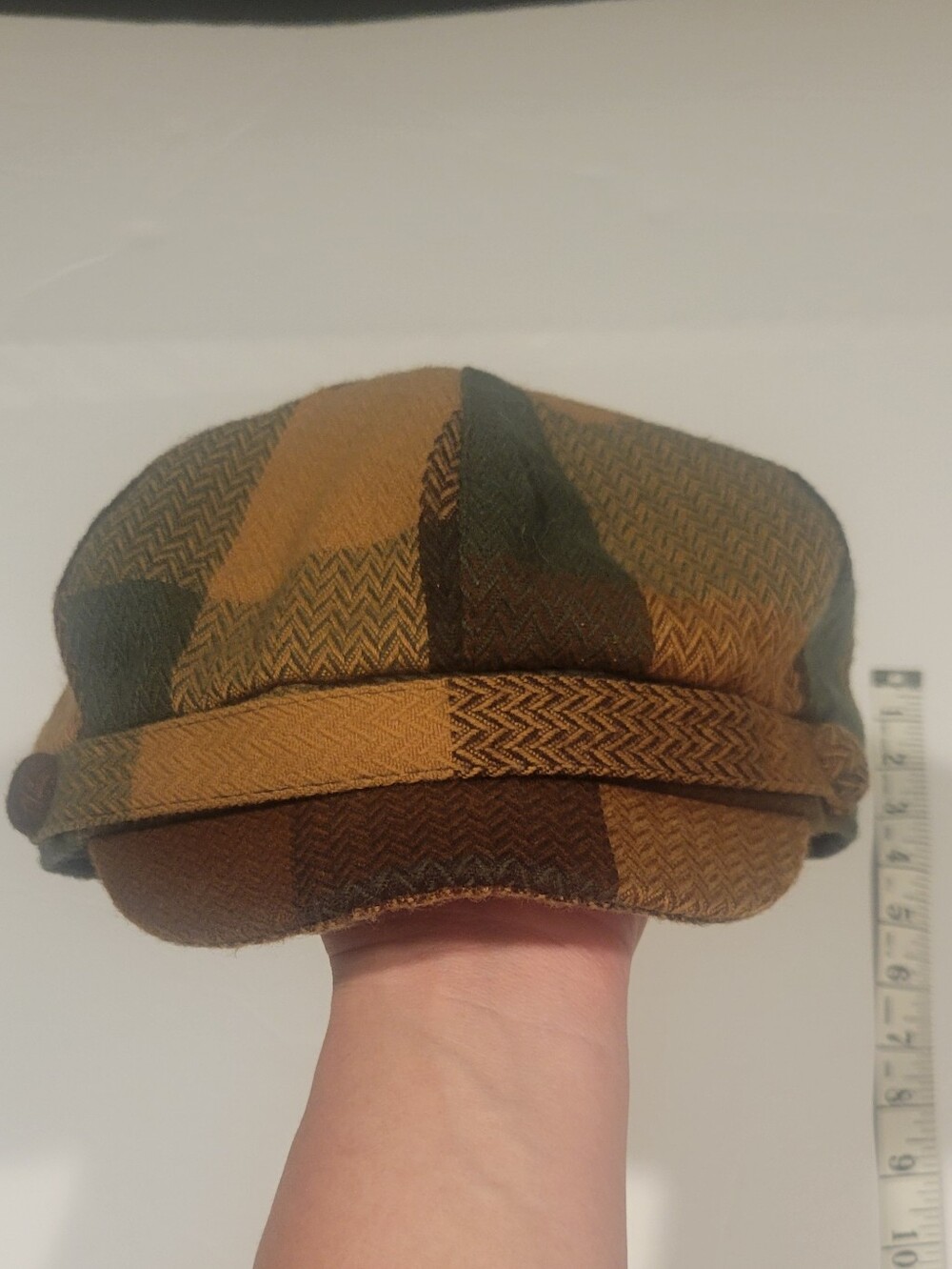 D&Y Brown, Mustard, And Green Patchwork Newsboy Cap